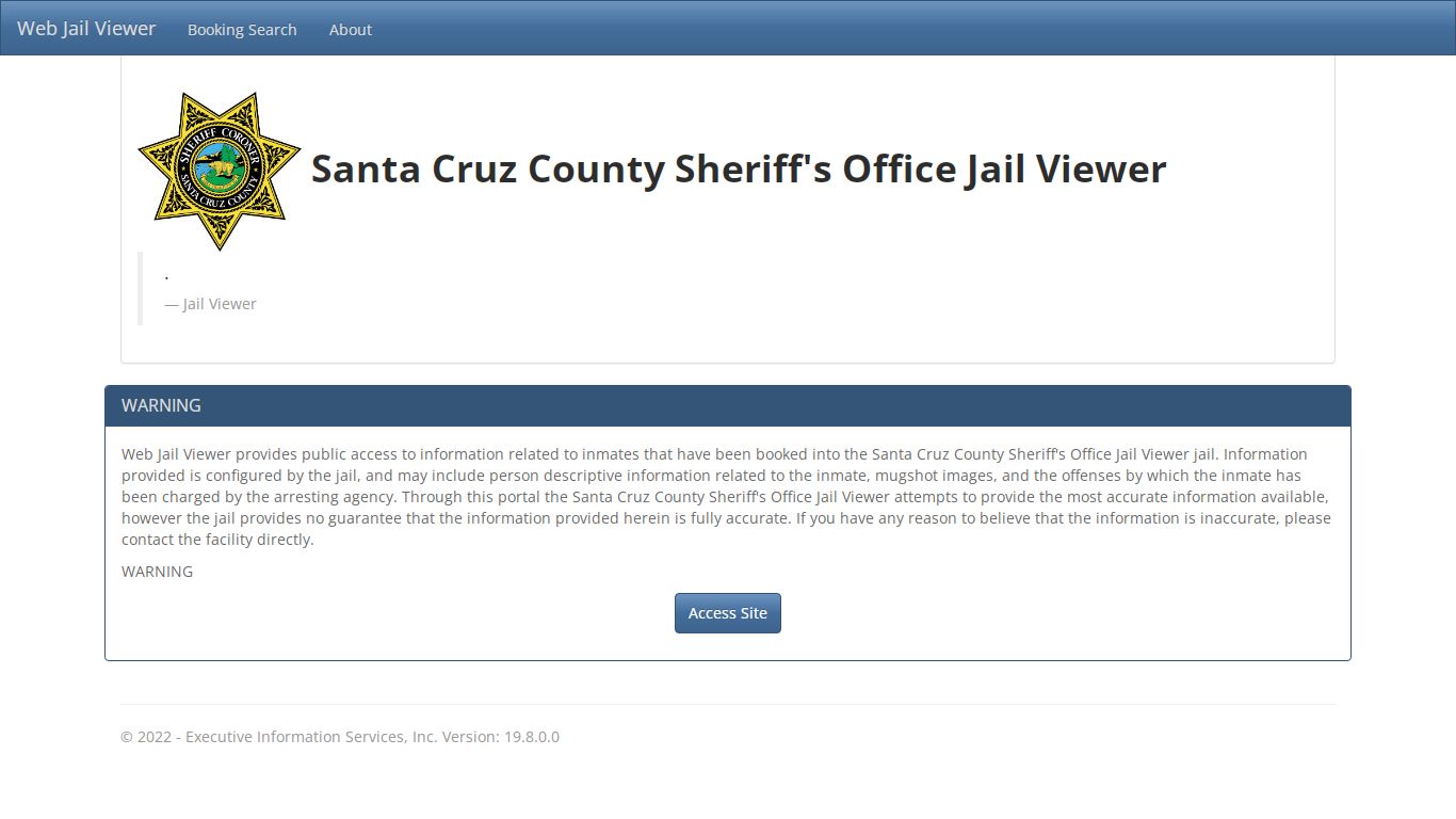 Santa Cruz County Sheriff's Office Jail Viewer